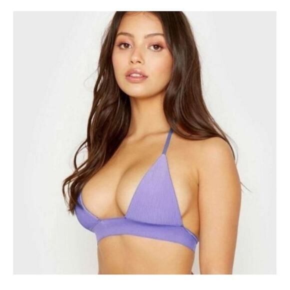 Frankie's Bikinis Purple Triangle Bikini Top - Picture 1 of 9